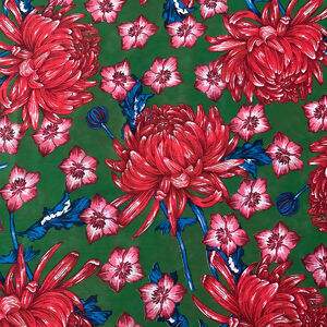 Chita - Flores Vermelha Fundo Verde Cor3 - Des.2705 - 1,00x1,40mt