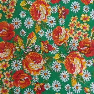 Chita - Flores Laranja fundo Verde Cor2 - Des.2387 - 1,00x1,40mt