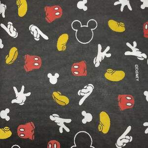 Tecido Estampado - Coleção Disney - Mickey fundo Preto - Cor 02 Des.MK010 - 0,50x1,50m - Maluhy