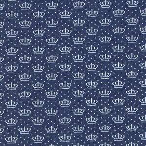 Tecido Estampado - Coroinhas Fundo Azul  Cor 4 - Des.2624 - 0,50x1,50mt