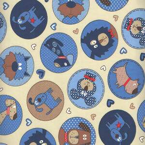 Tecido Estampado - Cute Dog Bege Cor 2 - Des.180674 - 0,50x1,50mt