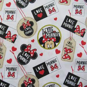 Tecido Estampado - Coleção Disney - Minnie Love - Cor 01  Des.MI004 - 0,50x1,50m - Maluhy