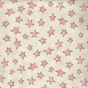 Tecido Estampado - Estrelas Rosa fundo Creme - Cor 01 - Des.180626 - 0,50x1,50mt