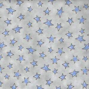 Tecido Estampado - Estrelas Azul fundo Cinza - Cor 09 - Des.180626 - 0,50x1,50mt
