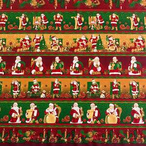 Tecido Estampado - Barrado Papai Noel - Cor 2296 - 0,50x1,50 Mt