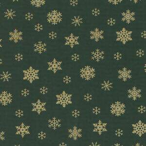 Tecido Estampado - Flocos de Neve Dourado Fundo Verde Cor 059 - Des.1351 - 0,50x1,50mt
