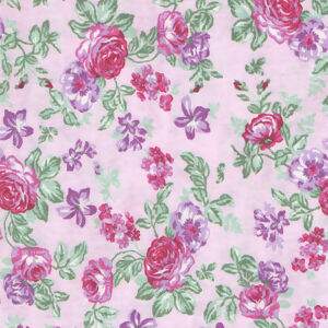 Tecido Estampado - Flores Pink e Lilás  Cor2 - Des.2562 - 0,50x1,50mt