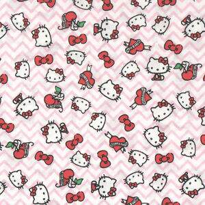 Tecido Estampado - Hello Kitty Fundo Chevron Rosa Cor1 - Des.Hk008 - 0,50x1,50m- Maluhy