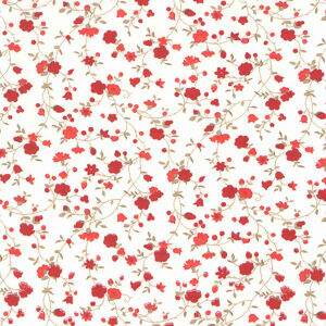 Tecido Estampado - Floral Marina Vermelho Cor 64 - Des.200147 - 0,50x1,50mt