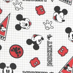 Tecido Estampado - Coleção Disney - Mickey Fundo Xadrez - Cor 01 Des.MK018 - 0,50x1,50m - Maluhy