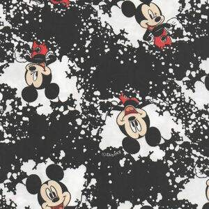 Tecido Estampado - Coleção Disney - Mickey fundo Preto - Cor 01 Des.MK020 - 0,50x1,50m - Maluhy
