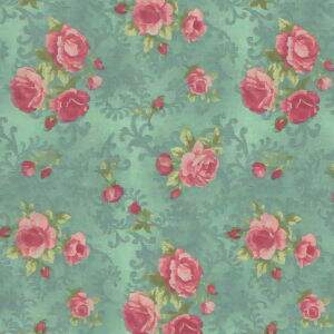 Tecido Estampado - Four Seasons - Flores Rosa Fundo Azul Cor 2 - Des.Mv008 - 0,50x1,50m- Maluhy