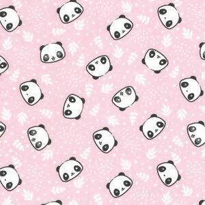 Tecido Estampado - Panda Fundo Rosa Cor 01 - Des. 5541 - 0,50x1,50mt - Döhler