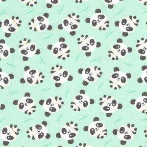Tecido Estampado - Panda Fundo Verde Bebê - Cor 2319 - 0,50x1,50mt