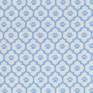 Tecido Estampado - Patinhas Cinza com Azul Cor 1 - Des.180675 - 0,50x1,50mt
