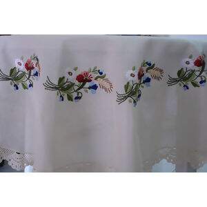 Toalha de Mesa Riscada para Bordar - Redonda Papoulas 