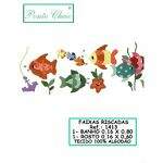 Faixa de Toalha com Risco para Bordar - Peixinho - Branco