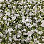 Mini Flor de Cetim com folha Branca - 50 unidades