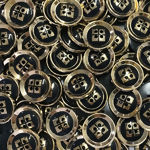 Botão Preto e Dourado II -  21 mm com 20 unidades