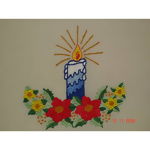 Tecido com Risco para Pintura ou Bordado - Toalha de Mesa de Natal Vela